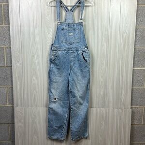 Levis Womens Bib Overalls Small Light Wash Straight Cotton Distress Utility Work